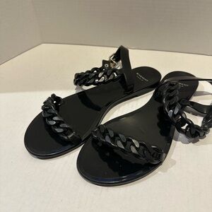 Givenchy Black Chain-Link Jelly Sandals
